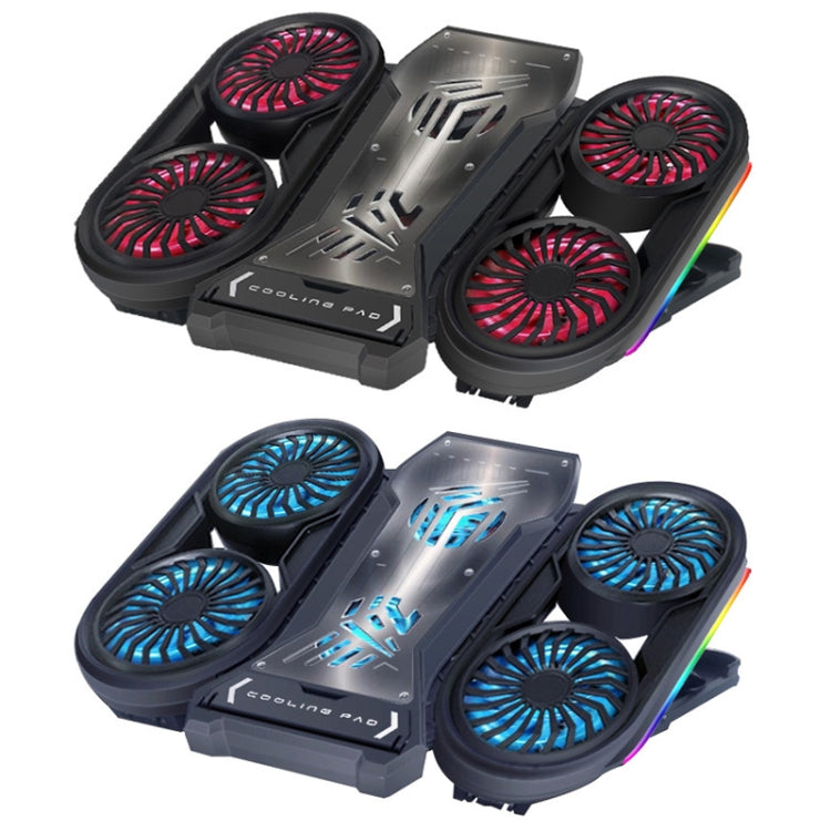 NUOXI Q6 RGB Lighting Effect Laptop Radiator with Phone Holder(Red) - free shipping - PMC Jewellery - Order now!