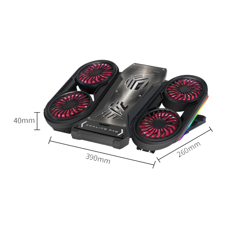 NUOXI Q6 RGB Lighting Effect Laptop Radiator with Phone Holder(Red) - free shipping - PMC Jewellery - Order now!