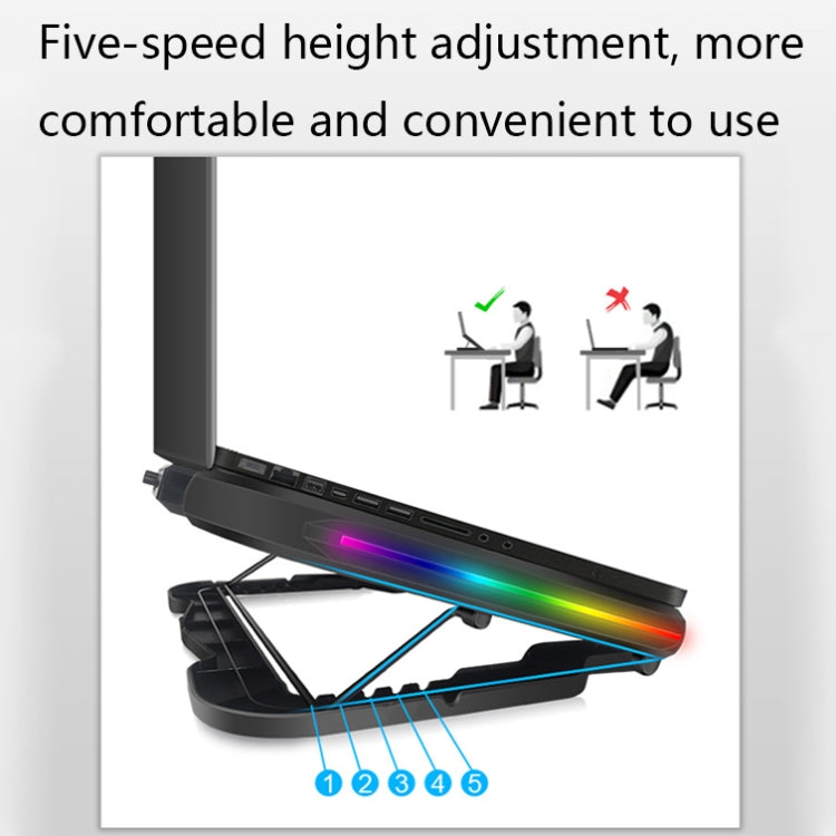 NUOXI Q6 RGB Lighting Effect Laptop Radiator with Phone Holder(Red) - free shipping - PMC Jewellery - Order now!
