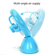 Mini USB Rechargeable Spray Fan Student Dormitory Office Desktop Mute Fan(Glossy Blue)