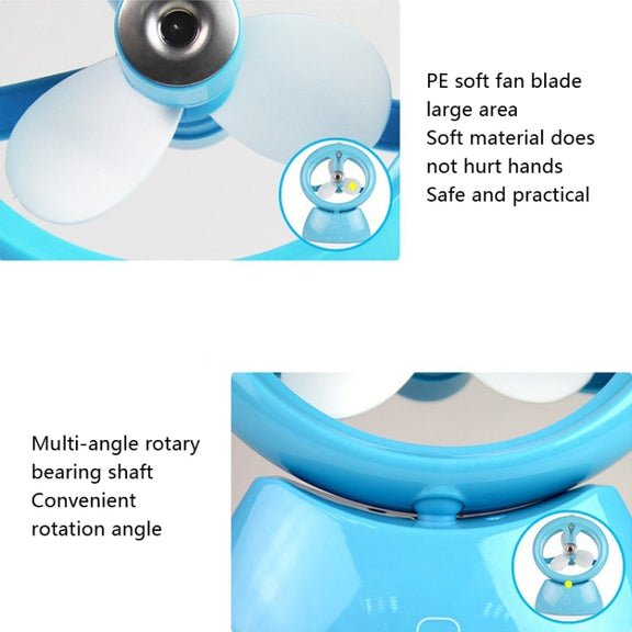 Mini USB Rechargeable Spray Fan Student Dormitory Office Desktop Mute Fan(Glossy Blue)