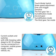 Mini USB Rechargeable Spray Fan Student Dormitory Office Desktop Mute Fan(Glossy Blue)