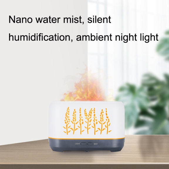 YX-1690 Wood Grain Aroma Diffuser Hollow Flame Humidifier(White)