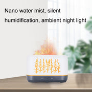 YX-1690 Wood Grain Aroma Diffuser Hollow Flame Humidifier(Black)