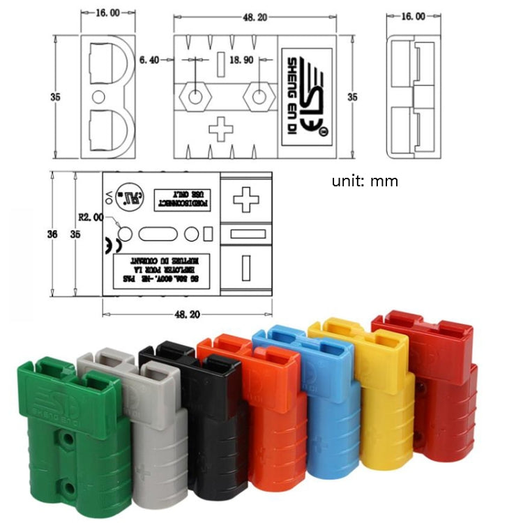 SHENG EN DI Connector Lithium Battery Charge And Discharge Electric Plug(SG 50A 600V Gray) - Booster Cable & Clip by PMC TechLife | Online Shopping South Africa | PMC TechLife | Buy Now Pay Later Mobicred