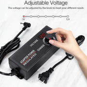 HuaZhenYuan 3-12V5A High Power Speed Regulation And Voltage Regulation Power Adapter With Monitor, Model: EU Plug