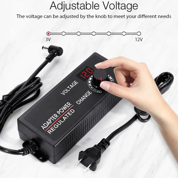 HuaZhenYuan 3-12V5A High Power Speed Regulation And Voltage Regulation Power Adapter With Monitor, Model: EU Plug