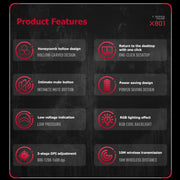 FMOUSE  X801 8 Keys 1600DPI Hollow Luminous Gaming  Office Mouse,Style: Black Wireless Rechargeable