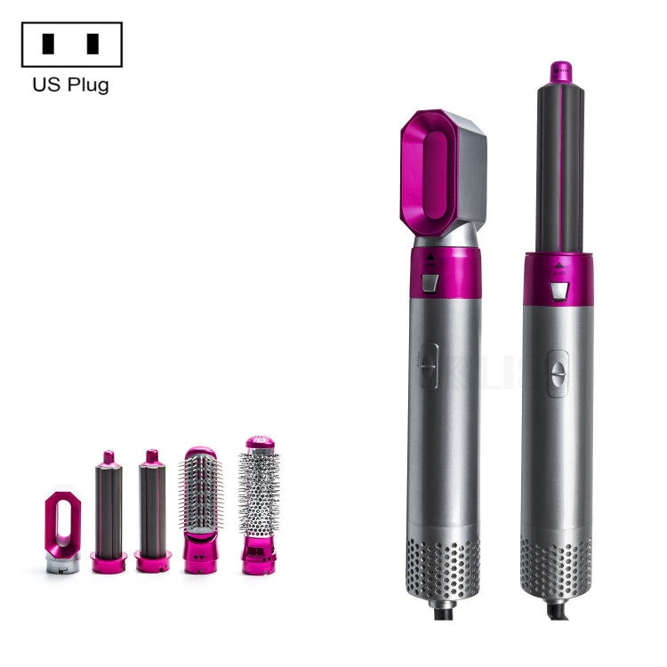 5-in-1 Hot-air Comb Automatic Straightening Dual-purpose Hair Dryer Silver+Rose Red(US Plug) - free shipping - PMC TechLife - Order now!