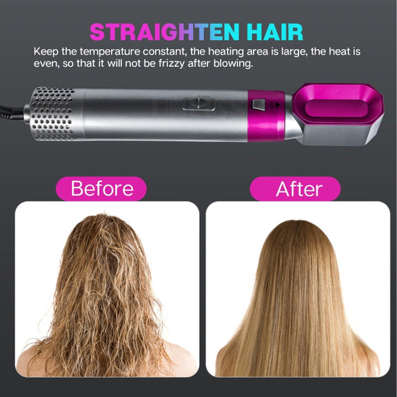 5-in-1 Hot-air Comb Automatic Straightening Dual-purpose Hair Dryer Black(EU Plug)