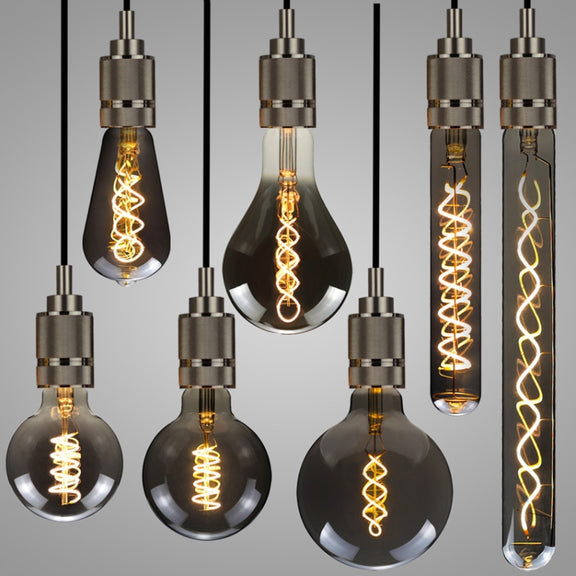 T185 Electroplating Smoke Grey Warm Light LED Bulb Retro Lamp