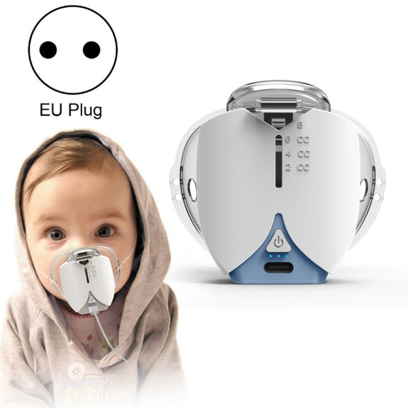 Hands-free Wearable Micro-mesh Nebulizer for Adults and Children ,Style: With EU Plug(Blue White)