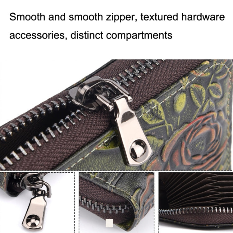 Zip Multi-card Hand-painted Organ Leather Card Holder(Silver) - free shipping - PMC TechLife - Order now!