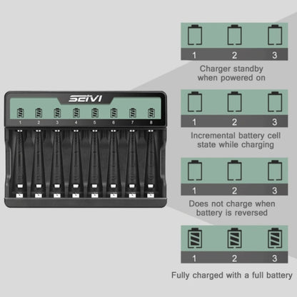 SEIVI On-Screen Eight-Slot Cradle Charging NiMH Battery USB Charger(SW-8NP) - free shipping - PMC Jewellery - Order now!