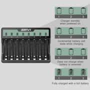 SEIVI On-Screen Eight-Slot Cradle Charging NiMH Battery USB Charger(SW-8NP)