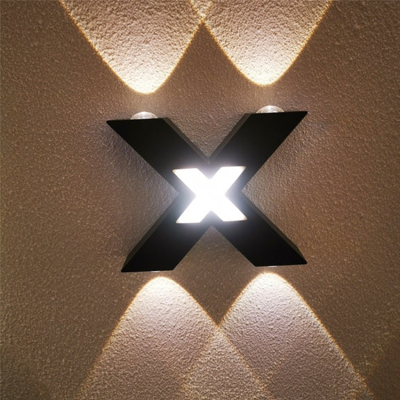 Bedroom Background Wall Lighting Outdoor Courtyard Water-resistant Wall Lamp, Light color: Warm White(Black)