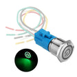 2 PCS 19mm Car Modified Metal Waterproof Button Flat Switch With Light, Color: Self-lock Green Light - Electrical Instruments by PMC TechLife | Online Shopping South Africa | PMC TechLife | Buy Now Pay Later Mobicred