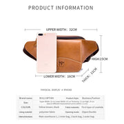 BULL CAPTAIN Cowhide Waist Bag Large Capacity Multifunctional Wallet For Men(Yellow Brown)