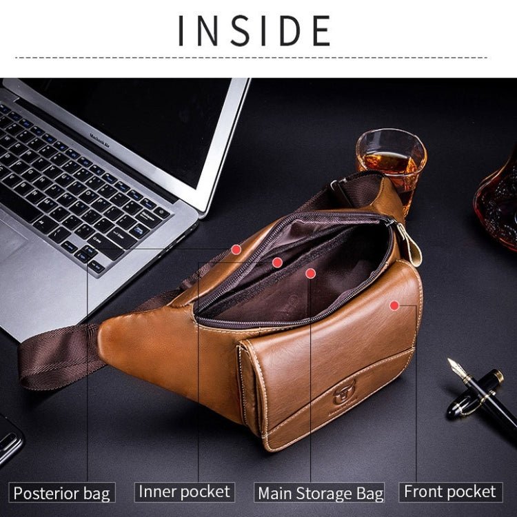BULL CAPTAIN Cowhide Waist Bag Large Capacity Multifunctional Wallet For Men(Yellow Brown) - free shipping - PMC TechLife - Order now!