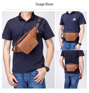 BULL CAPTAIN Cowhide Waist Bag Large Capacity Multifunctional Wallet For Men(Black)