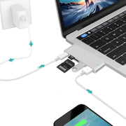 USB-C To HDMI Splitter Docking Station Card Reader, Specification： 5 in 1 Silver