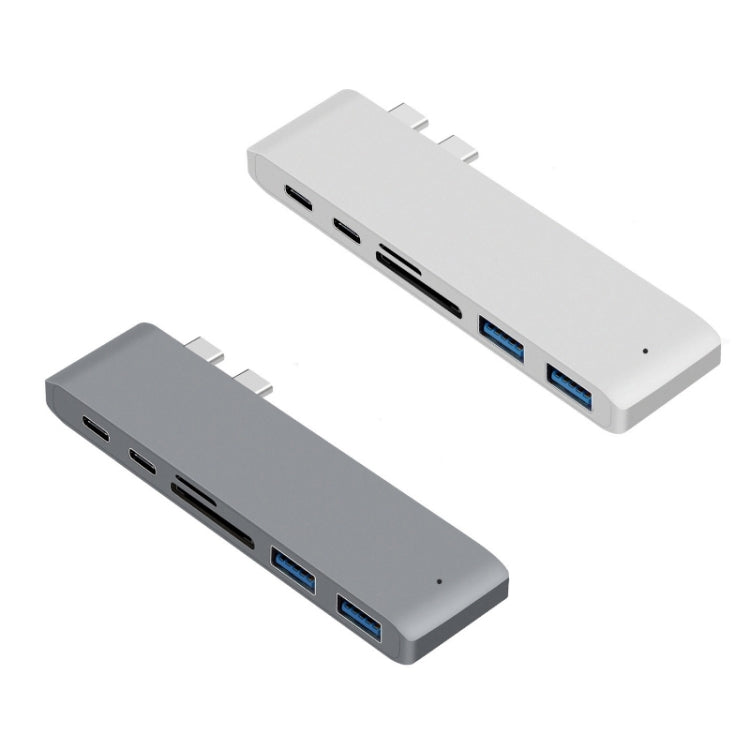 USB-C To HDMI Splitter Docking Station Card Reader, Specification： 6 in 1 Gray