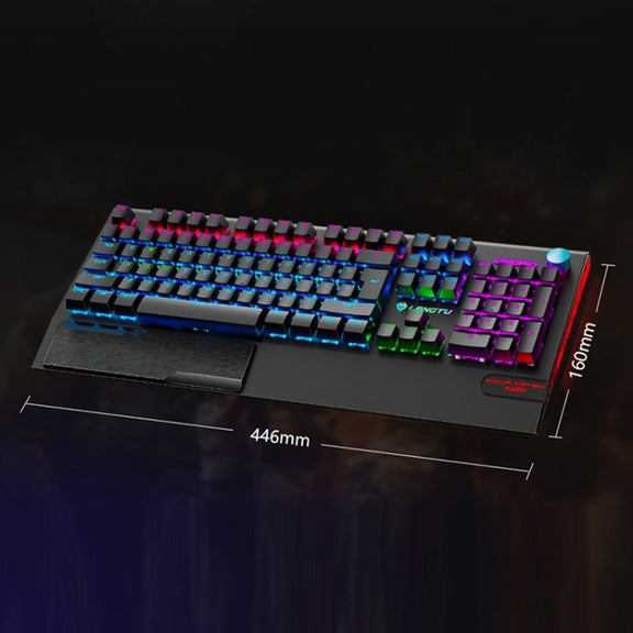 LANGTU K1000 104 Keys Luminous Wired Keyboard, Cable Length: 1.5m(Black Green Shaft Mixed Light)