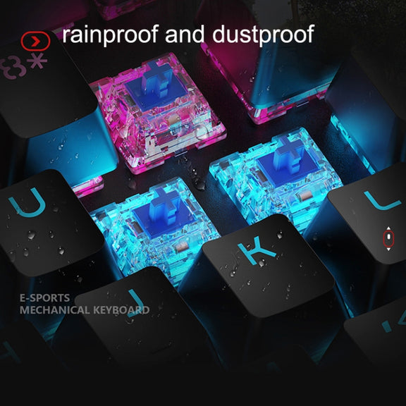 LANGTU K1000 104 Keys Luminous Wired Keyboard, Cable Length: 1.5m(Black Black Shaft Ice Blue Light)
