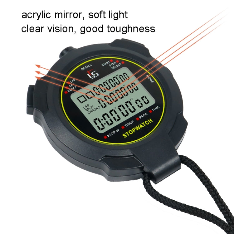 YS Stopwatch Timer Training Fitness Competition Stopwatch, Style: YS-730 30 Memories(Black)