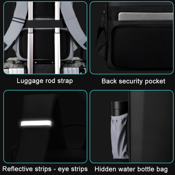 ABS Hard Shell Gaming Computer Backpack, Color: 15.6 inches (Silver)