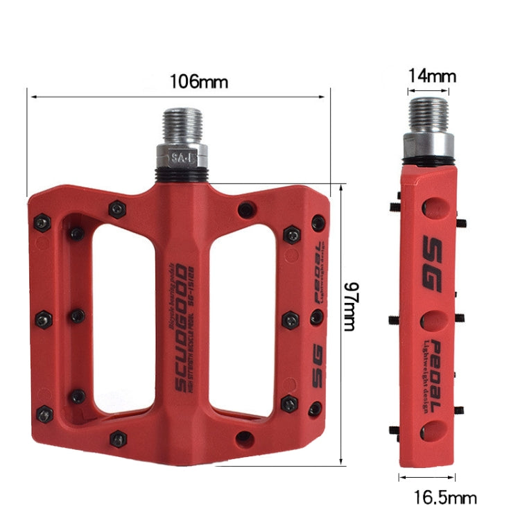 FMFXTR Mountain Bicycle Pedal Nylon Fiber Bearing Non-Slip Pedal(SG-12B Red) - free shipping - PMc TechLife - Order now!