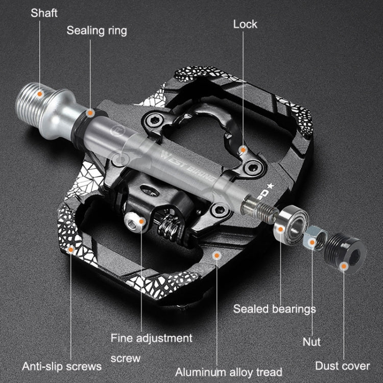 A Pair WEST BIKING YP0802086 Mountain Bike Aluminum Bearing Pedals(Blue)