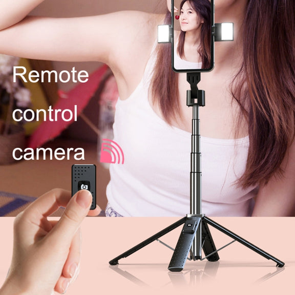 Phone Live Bracket Bluetooth Selfie Tripod, High: 102CM (Stainless Steel + Single Fill Light)