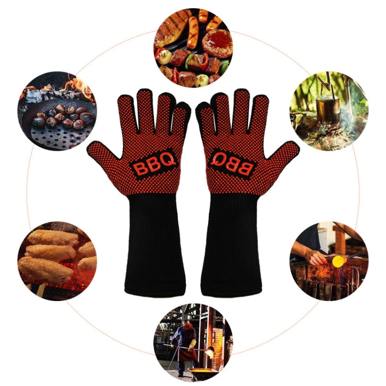 1 Pair High Temperature Resistant Silicone BBQ Gloves  Anti-Scalding Gloves(Big Flame Red) - Safety Gloves by PMC TechLife | Online Shopping South Africa | PMC TechLife