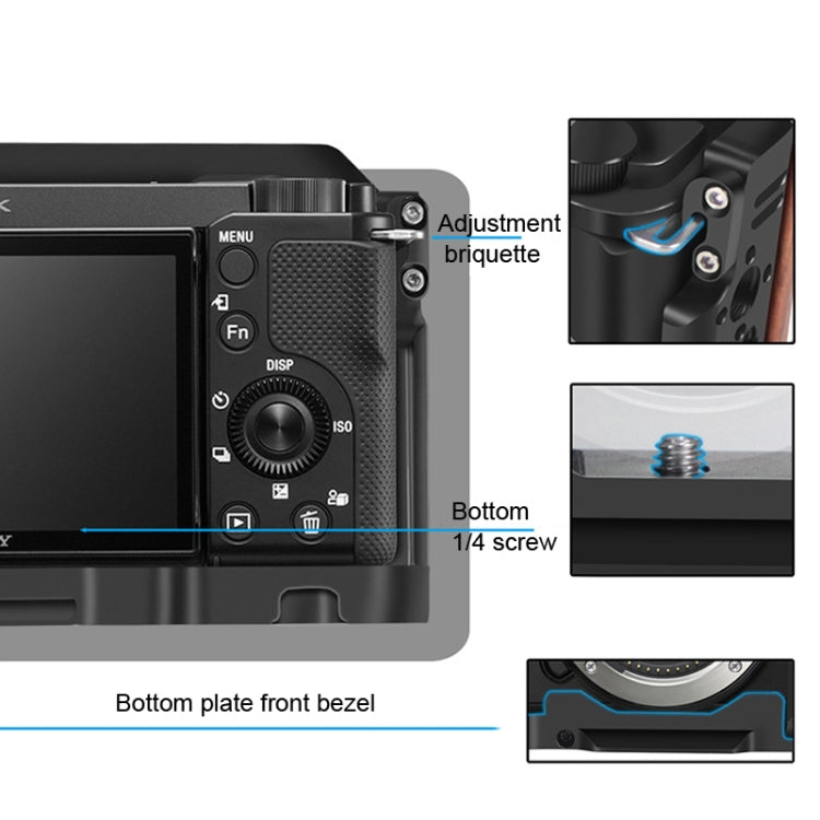 Alloy Rabbit Cage With Wooden Handle for Sony ZV-E10 Camera(Black) - Camera Cage by PMC TechLife | Online Shopping South Africa | PMC TechLife