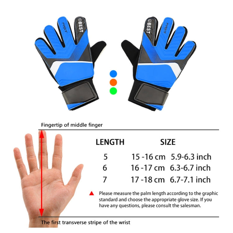 Children Football Goalkeeper Glove Latex Anti-Collision Goalkeeper Gloves, Size: 5(Blue)