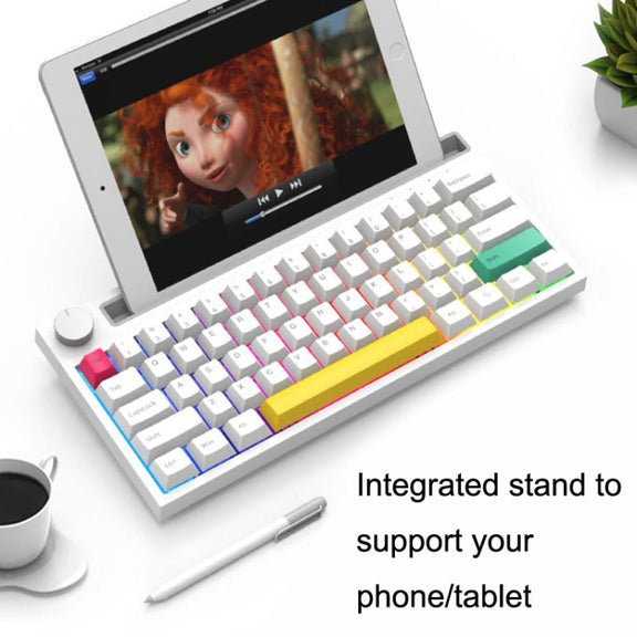 Ajazz K620T 62 Keys Bluetooth Wireless Dual Mode Mechanical Keyboard, Style: Pink Shaft (Black)