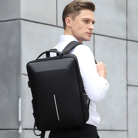 Men Business Shoulder USB External Interface Computer Bag, Color: 8001 Black