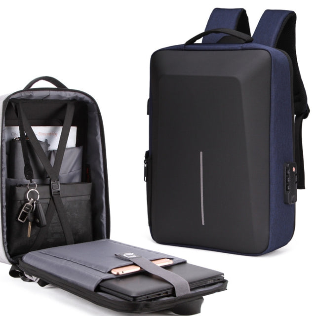 Men Business Shoulder USB External Interface Computer Bag, Color: 8001 Blue