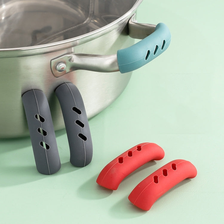 1 Pair Silicone Pot Handle Insulation Cover Iron Pot Handle Cover(Light Green)