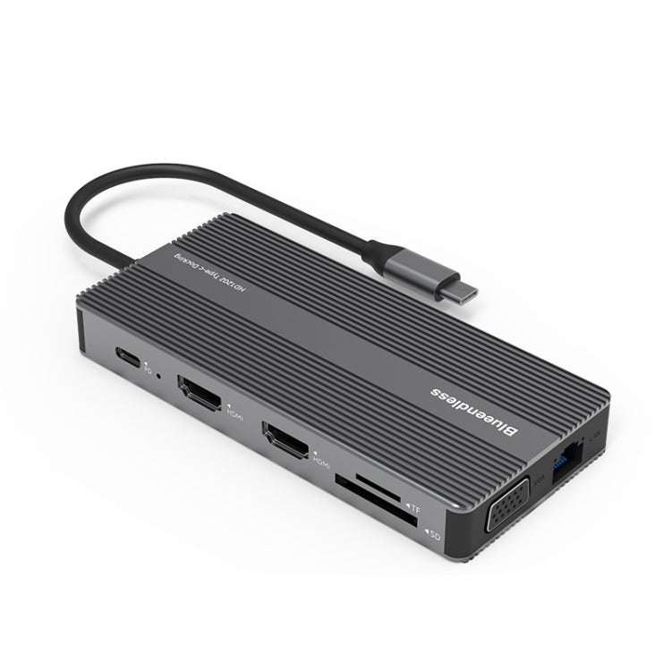 Blueendless Type-C+USB 3.0/2.0+VGA+3.5mm Audio Interface HUB(12 in 1) - free shipping - PMC Jewellery - Order now!