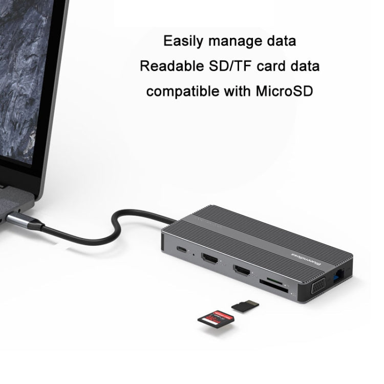 Blueendless Type-C+USB 3.0/2.0+VGA+3.5mm Audio Interface HUB(12 in 1) - free shipping - PMC Jewellery - Order now!