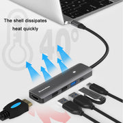Blueendless Type-C+USB 3.0/2.0+HDMI4K HUB, Specification: 5 in 1