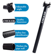 FMFXTR Bicycle Extended Saddle Seat Tube Double Nail Straight Tube, Specification: 27.2mm(Black)