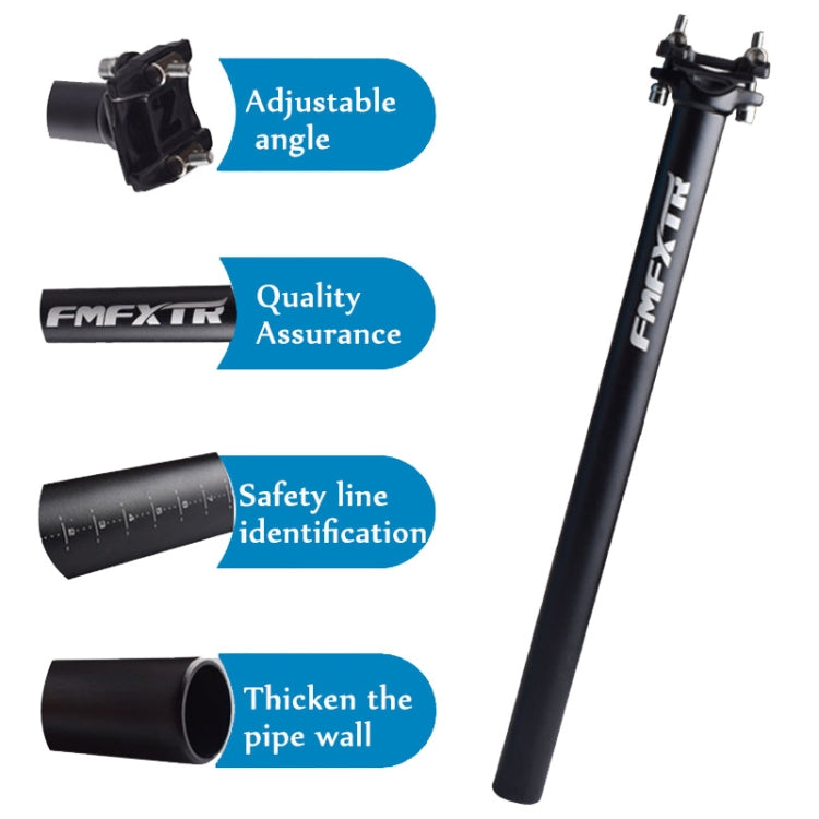 FMFXTR Bicycle Extended Saddle Seat Tube Double Nail Straight Tube, Specification: 27.2mm(Black)