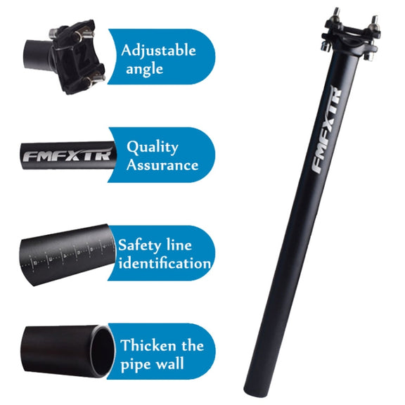 FMFXTR Bicycle Extended Saddle Seat Tube Double Nail Straight Tube, Specification: 31.6mm(Black)