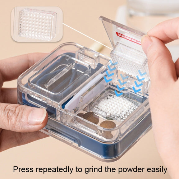 Imakara Mini Square Portable Sealed Medicine Cutter Dispenser Box(Blue)