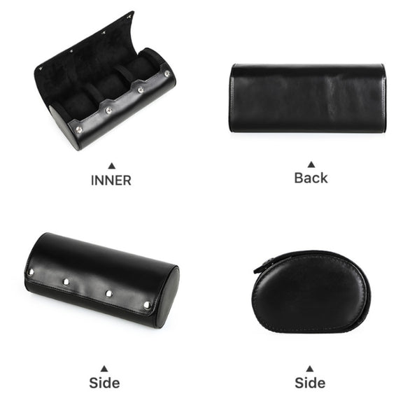 CONTACTS FAMILY Outdoor Convenient Leather Watch Storage Box(Black)