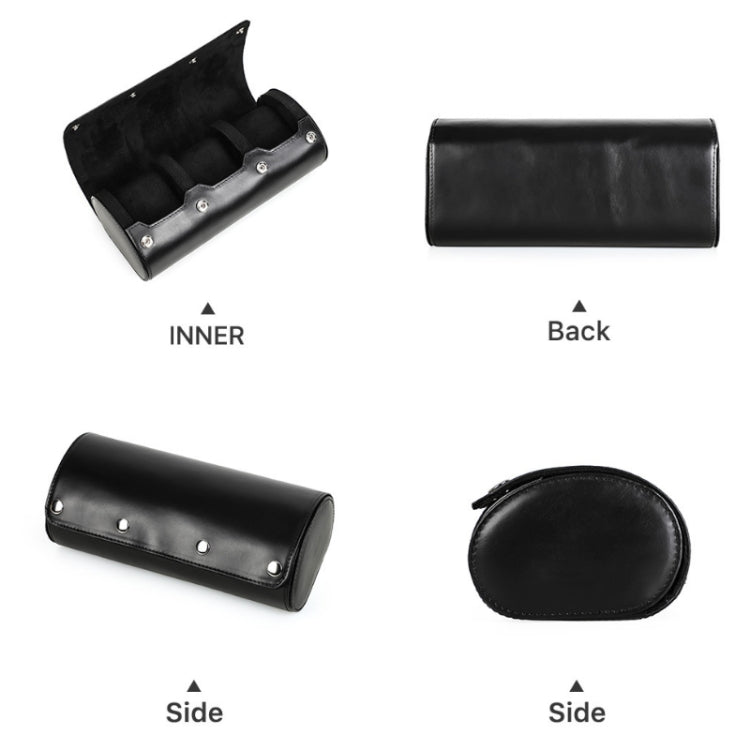 CONTACTS FAMILY Outdoor Convenient Leather Watch Storage Box(Black)