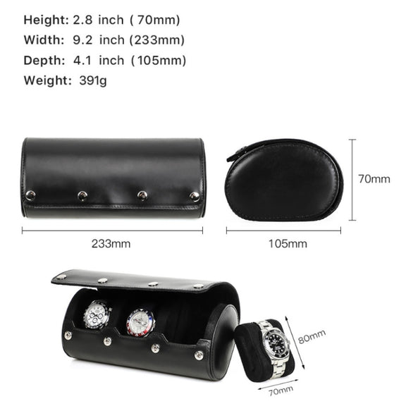 CONTACTS FAMILY Outdoor Convenient Leather Watch Storage Box(Black)